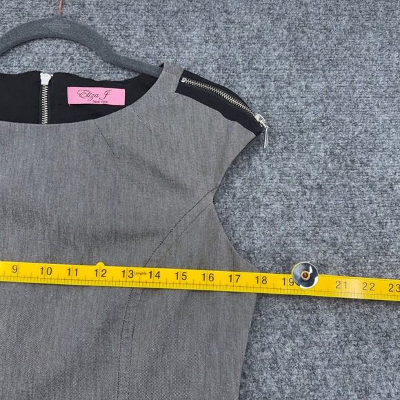 Eliza J New York Women Grey Cap Sleeve Sheath Dress Zipper Business Size 10 - Picture 6 of 7